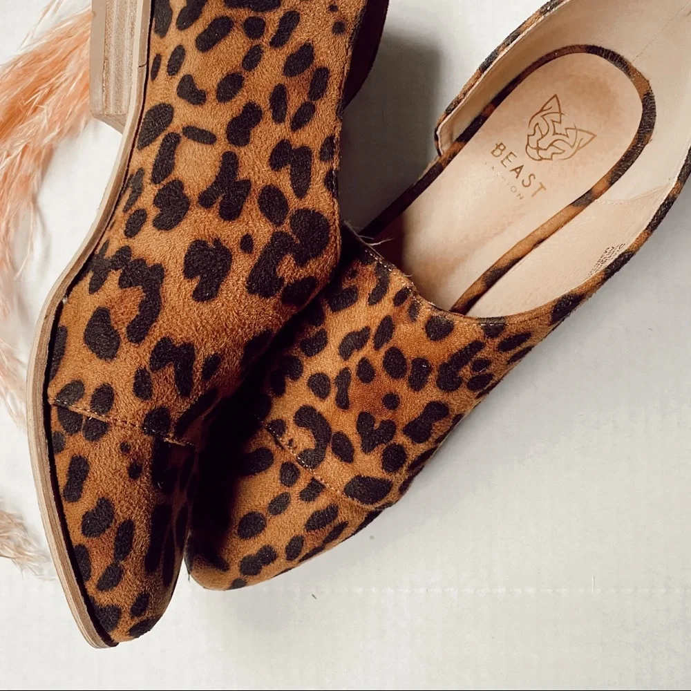 Beast Fashion Leopard Booties Size 8 - Picture 3 of 4